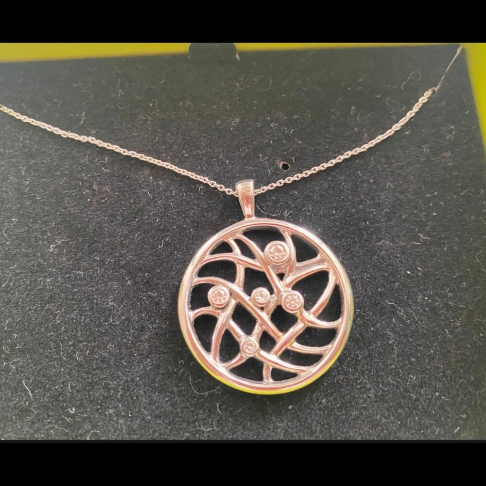 Charles & Colvard Lulu Avenue Sterling Silver & Moissanite Necklace NIB